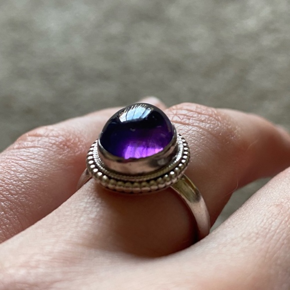 Amethyst 925 Solid silver statement room size 7.5